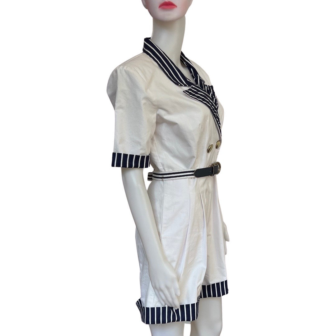 Vintage 1980s Sailor Style Shorts Romper