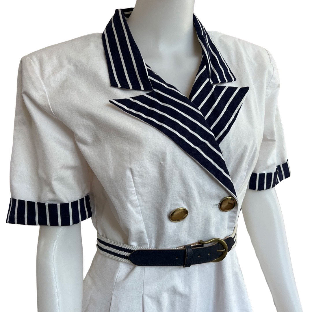 Vintage 1980s Sailor Style Shorts Romper