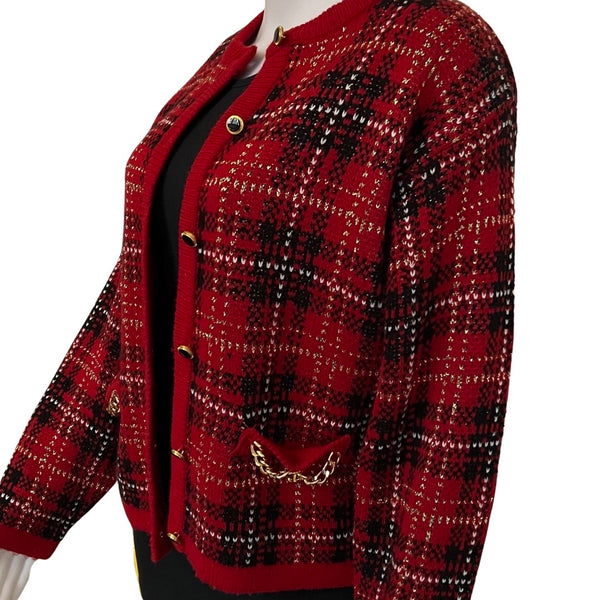 Vintage 1990s Petite Plaid Cardigan Sweater