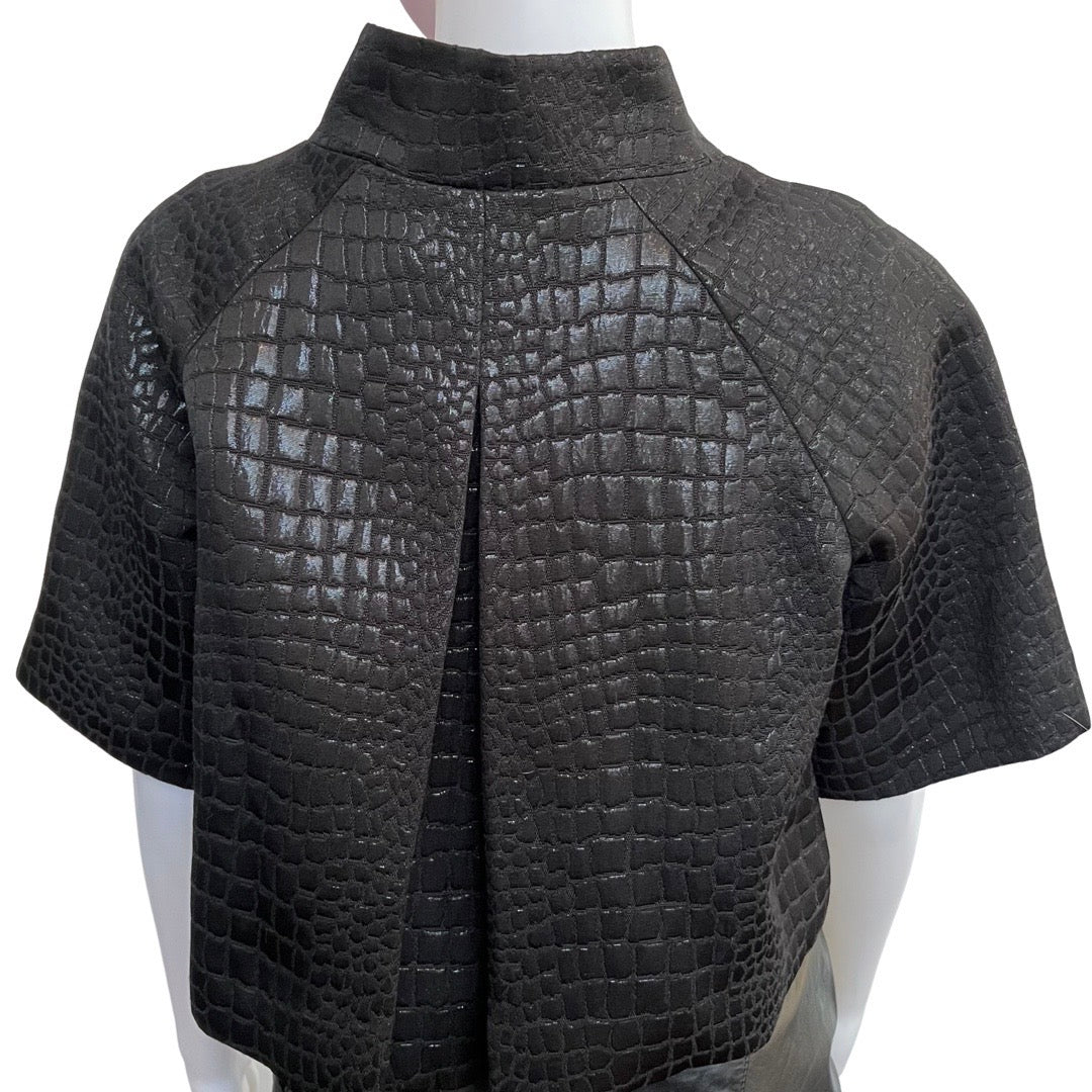 Vintage 1990s Calvin Klein Black Croc Crop Jacket