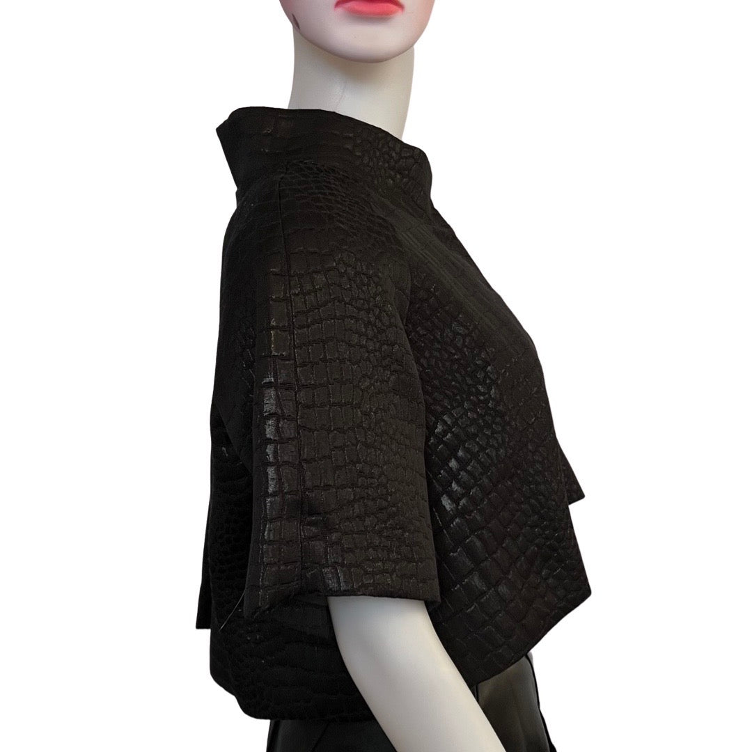 Vintage 1990s Calvin Klein Black Croc Crop Jacket