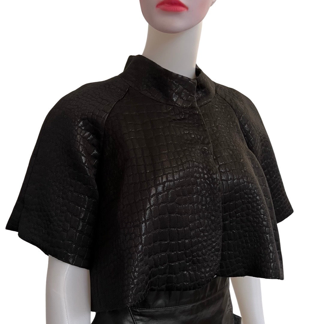 Vintage 1990s Calvin Klein Black Croc Crop Jacket