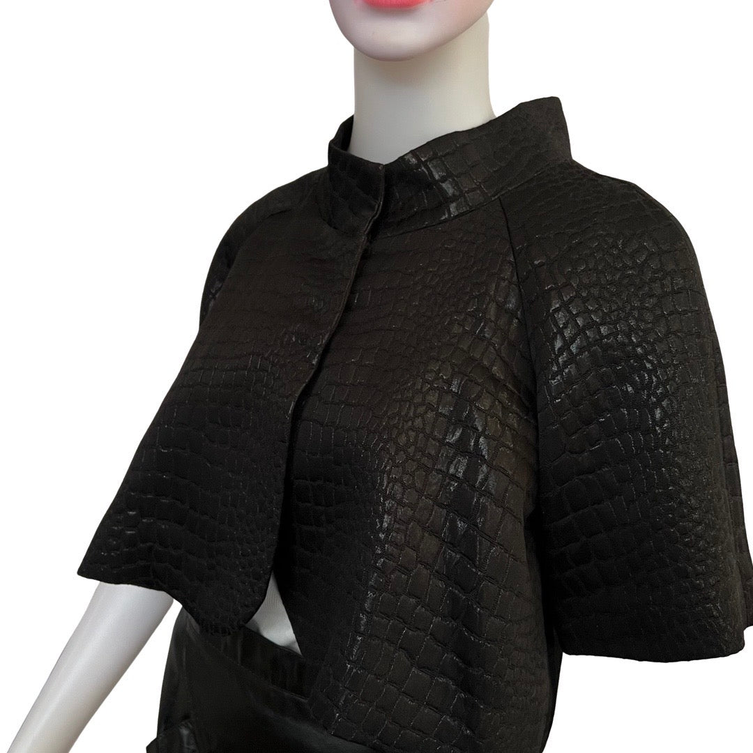 Vintage 1990s Calvin Klein Black Croc Crop Jacket