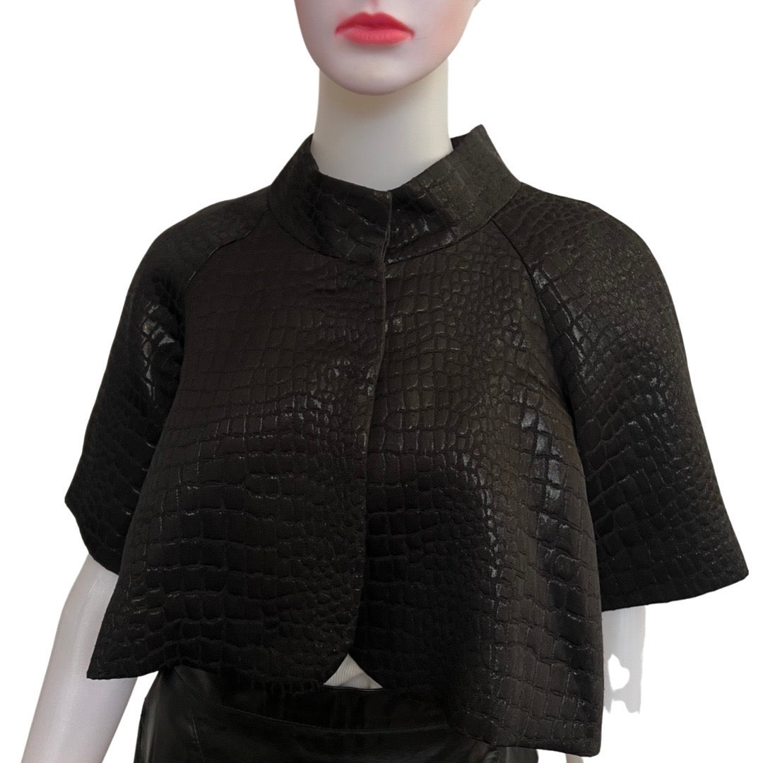 Vintage 1990s Calvin Klein Black Croc Crop Jacket