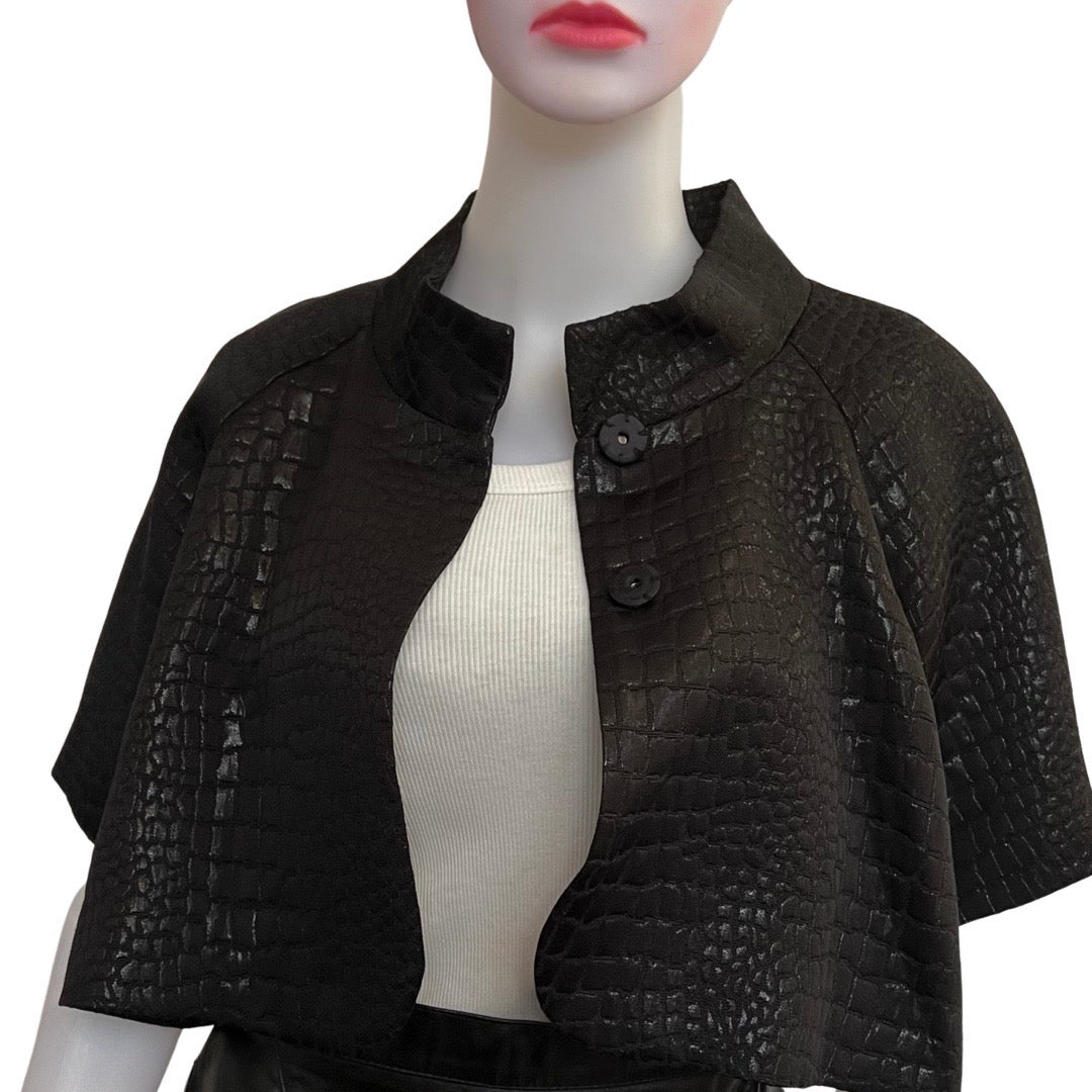 Vintage 1990s Calvin Klein Black Croc Crop Jacket