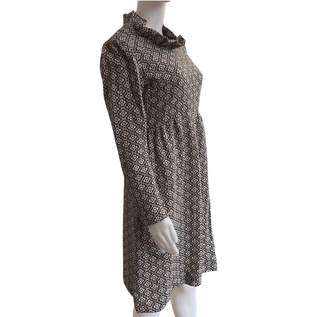 Vintage 1960s Mod Flower Dress With Ruffle Collar