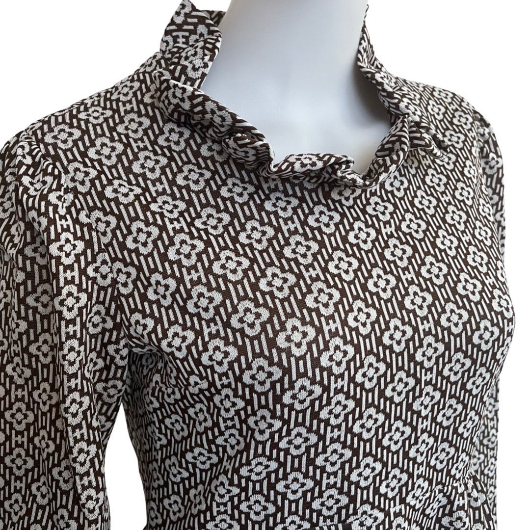 Vintage 1960s Mod Flower Dress With Ruffle Collar