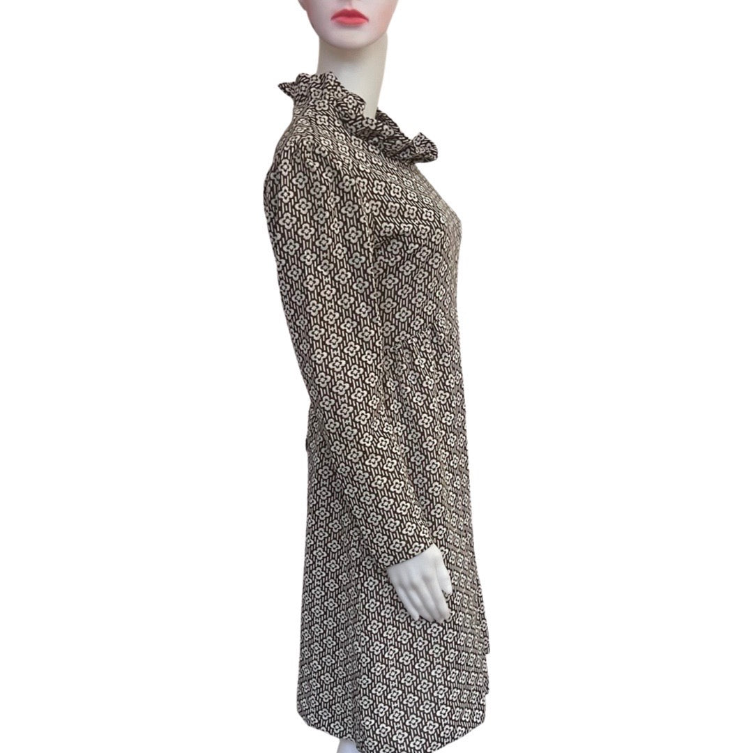 Vintage 1960s Mod Flower Dress With Ruffle Collar