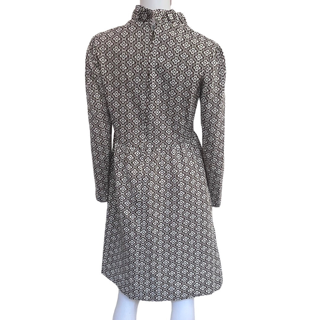 Vintage 1960s Mod Flower Dress With Ruffle Collar