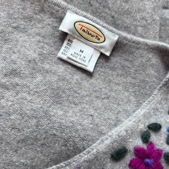 Vintage 1990s Talbots Floral Embroidered Lambswool Sweater
