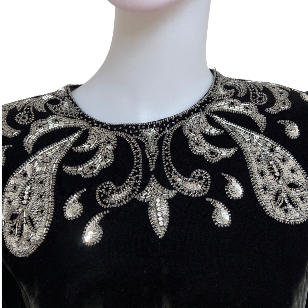 Vintage 1980s Argenti Notte Black Velvet Dress