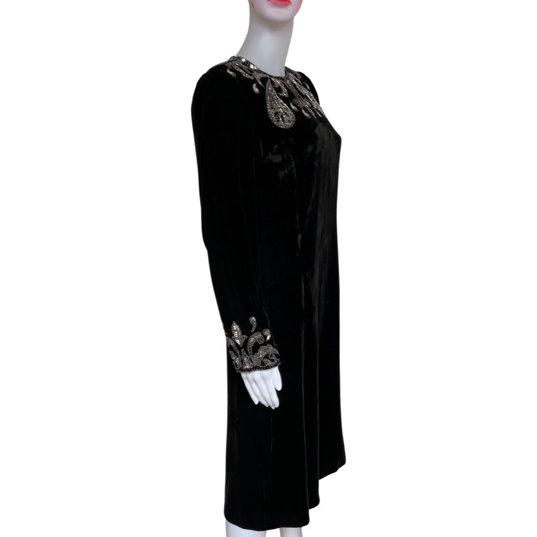 Vintage 1980s Argenti Notte Black Velvet Dress