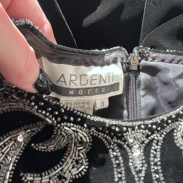 Vintage 1980s Argenti Notte Black Velvet Dress