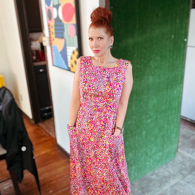 Vintage 1960s Floral Cotton Maxi Dress