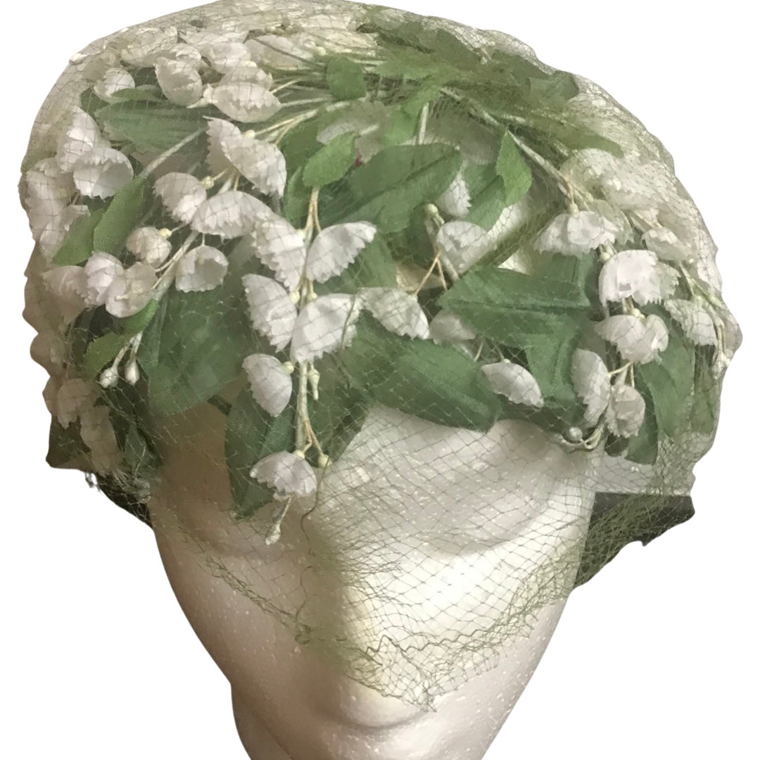 Vintage 1950s Silk Floral Tonnies Whimsy Hat