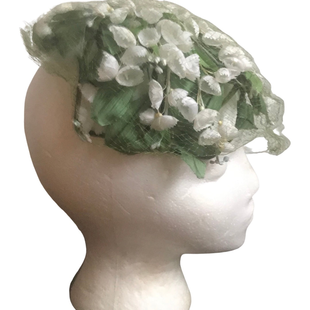 Vintage 1950s Silk Floral Tonnies Whimsy Hat