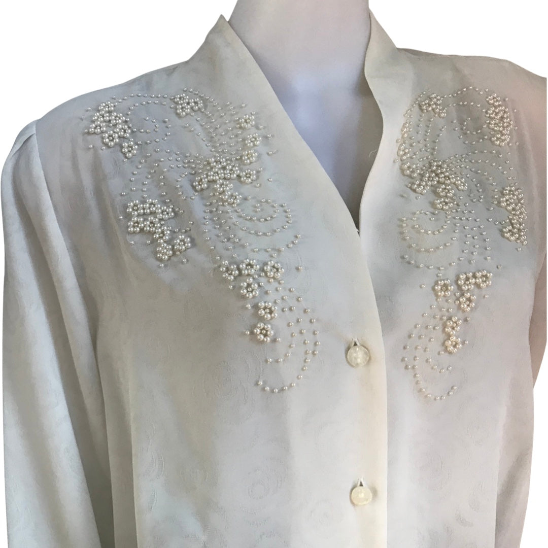 Vintage 1980s Embellished Semi-Sheer Blouse