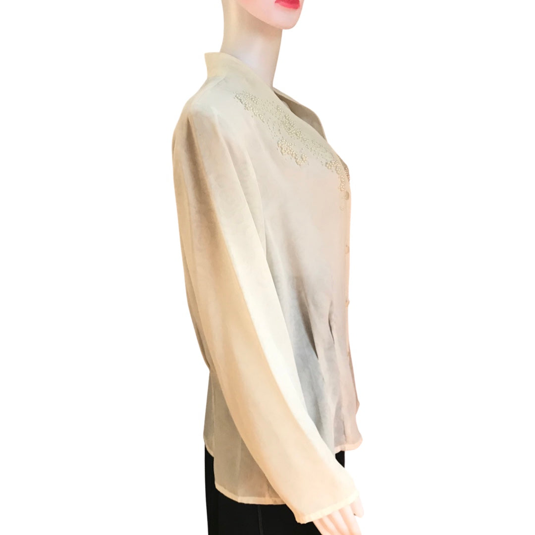 Vintage 1980s Embellished Semi-Sheer Blouse