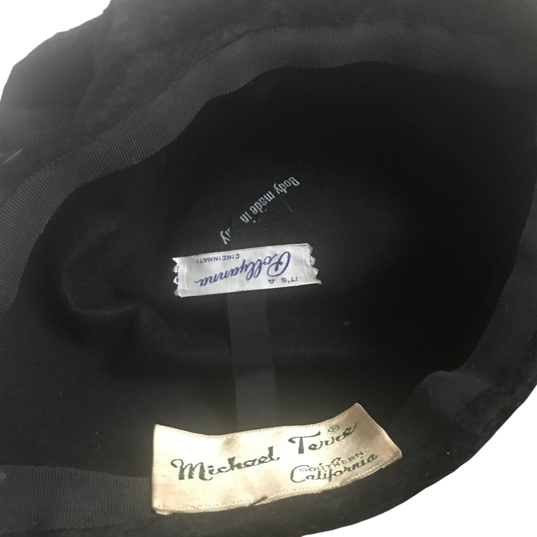 Vintage 1960s Michael Terres Black Felt Hat