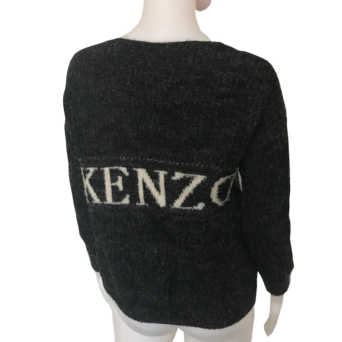 Vintage 1990s Kenzo Gray Wool Logo Sweater