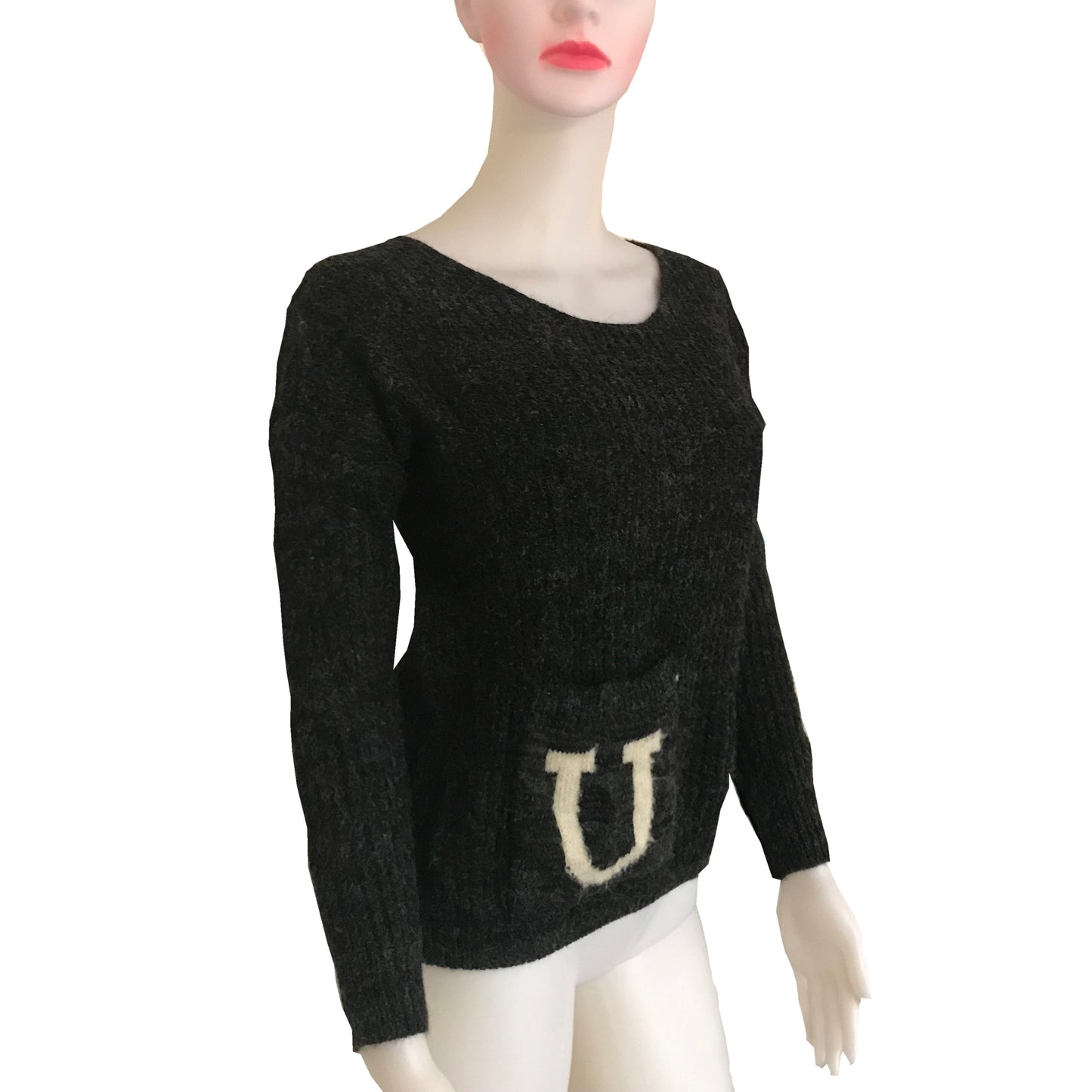 Vintage 1990s Kenzo Gray Wool Logo Sweater