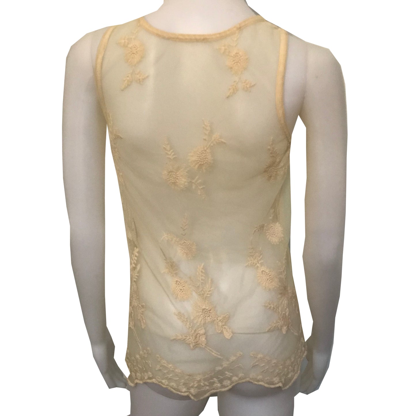 Vintage 1970s Off-White Lace Tank Top