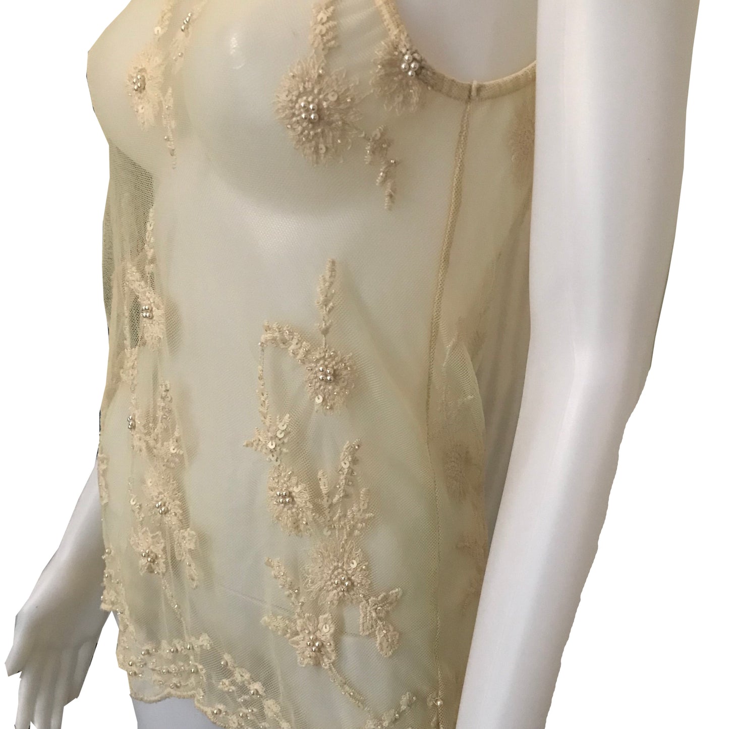 Vintage 1970s Off-White Lace Tank Top