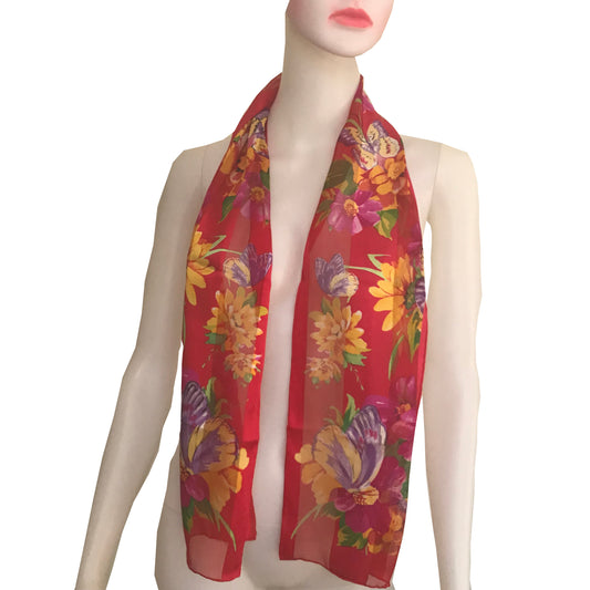 Vintage 1960s Oscar De La Renta Floral Silk Scarf