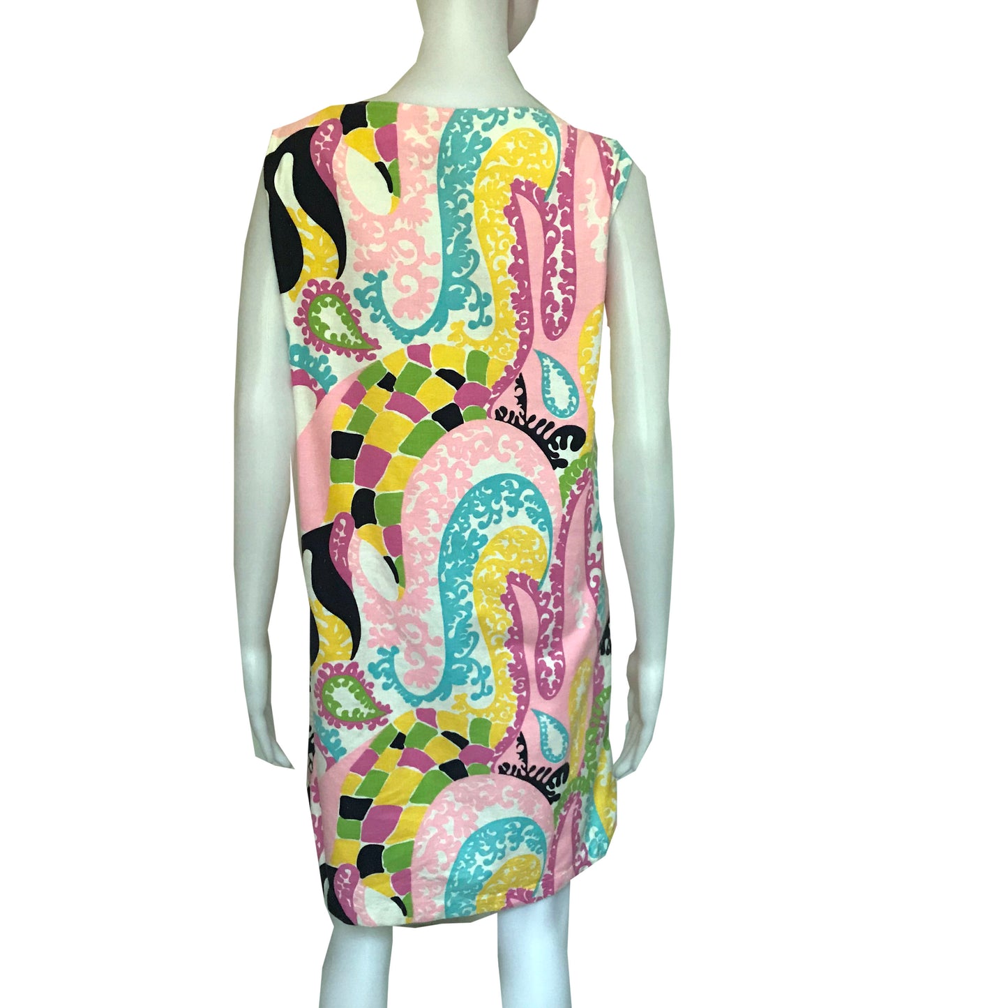 Vintage 1960s Mod Cotton Paisley Shift Dress