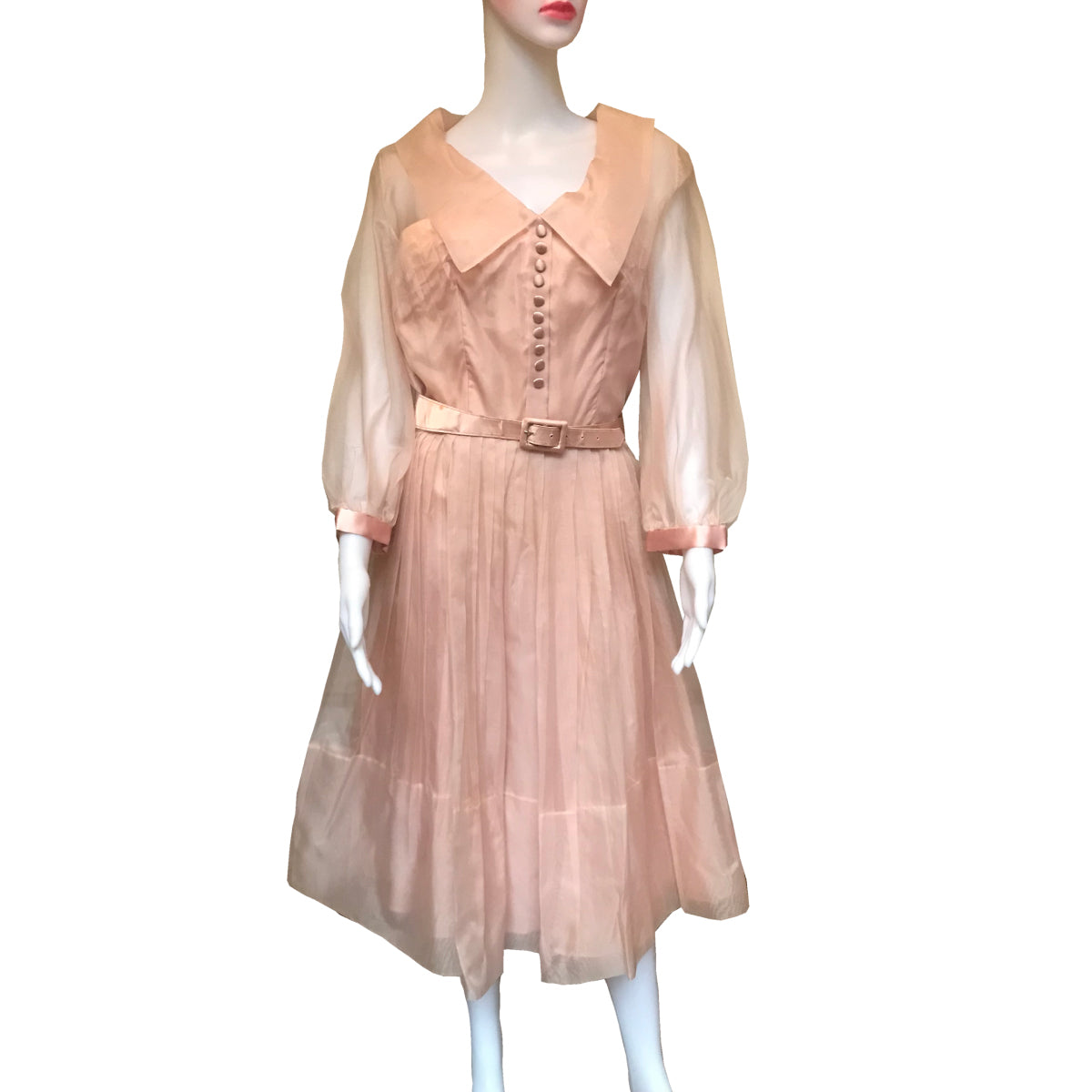 Vintage 1950s Pink Formal Fit-n-Flare Party Dress