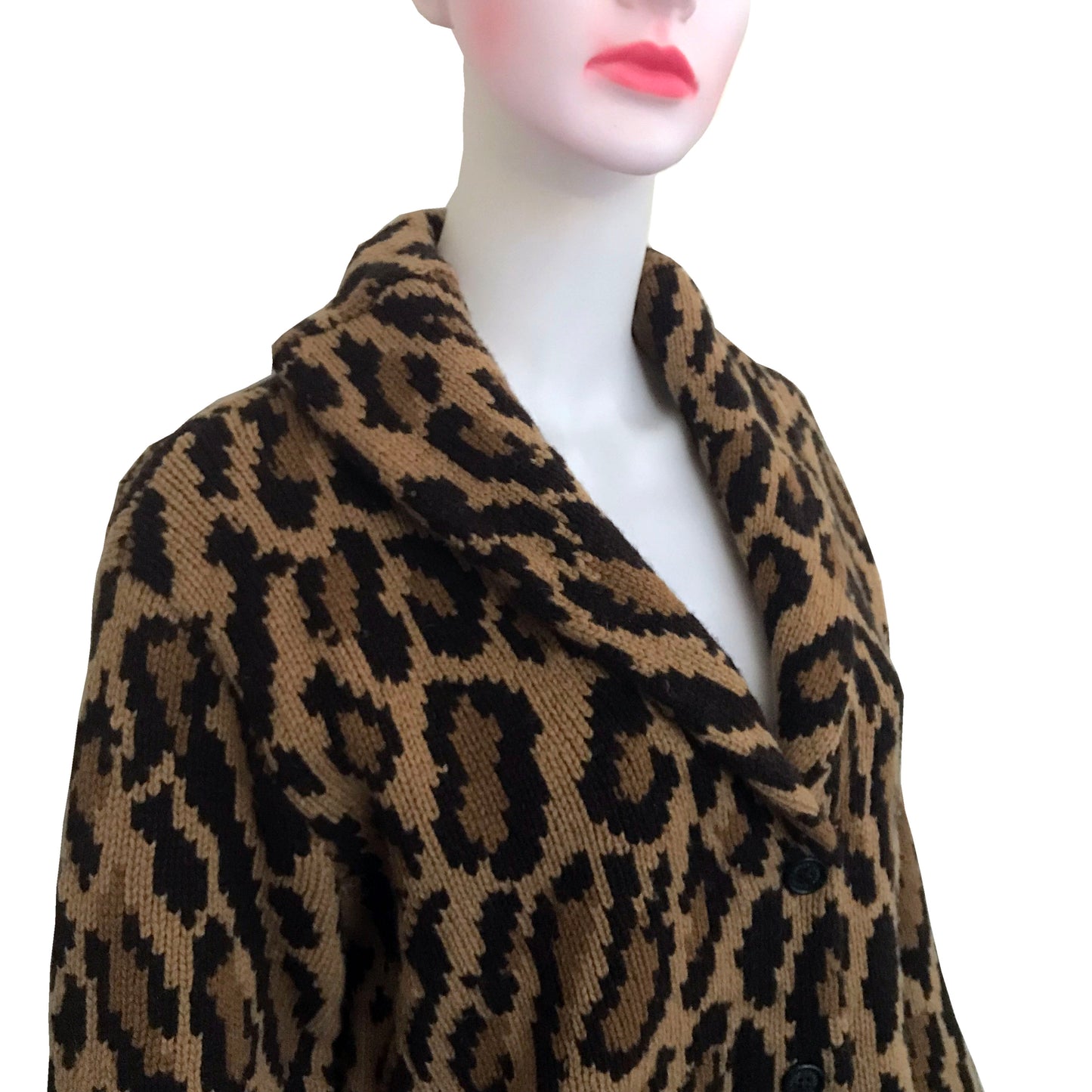 Vintage 1990s Ralph Lauren Leopard Print Cardigan