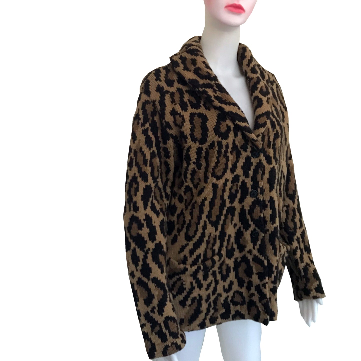 Vintage 1990s Ralph Lauren Leopard Print Cardigan