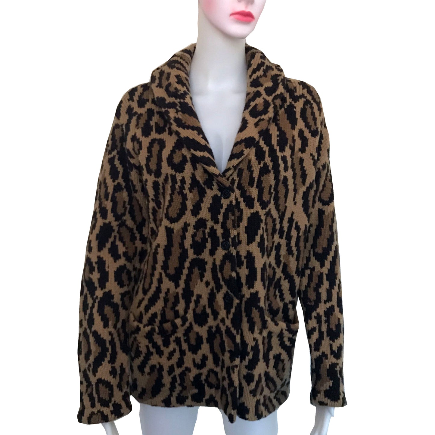 Vintage 1990s Ralph Lauren Leopard Print Cardigan