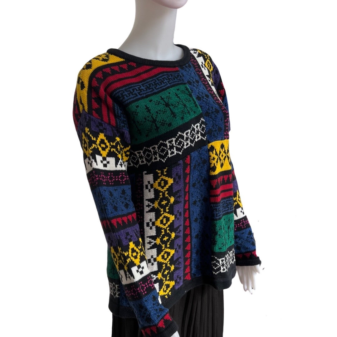 Vintage 1980s Esprit Multicolor Oversized Sweater