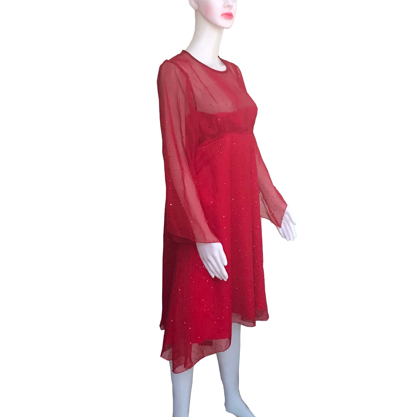 Vintage 1960s Handmade Red Cocktail Dress