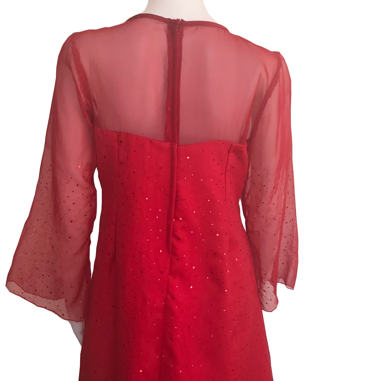 Vintage 1960s Handmade Red Cocktail Dress