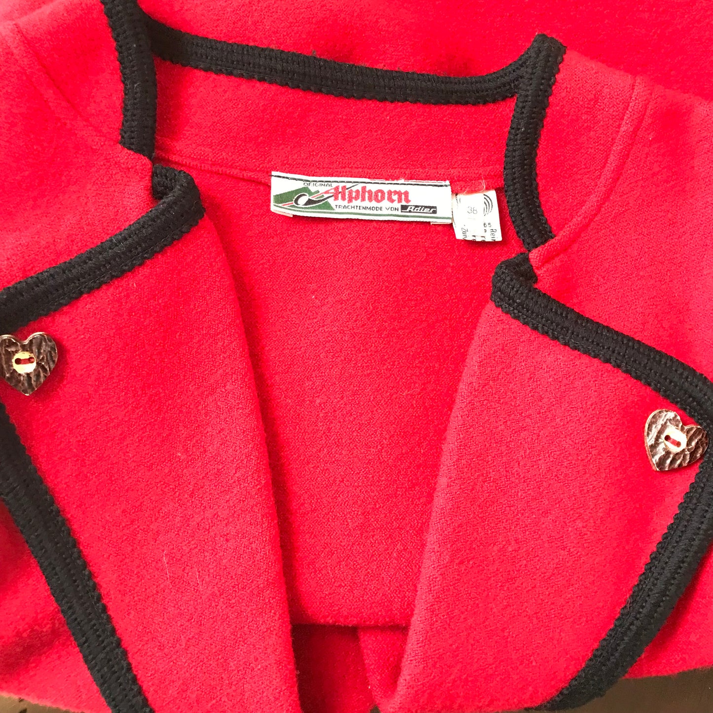 Vintage 1960s Alphorn Bavarian Wool Crop Jacket