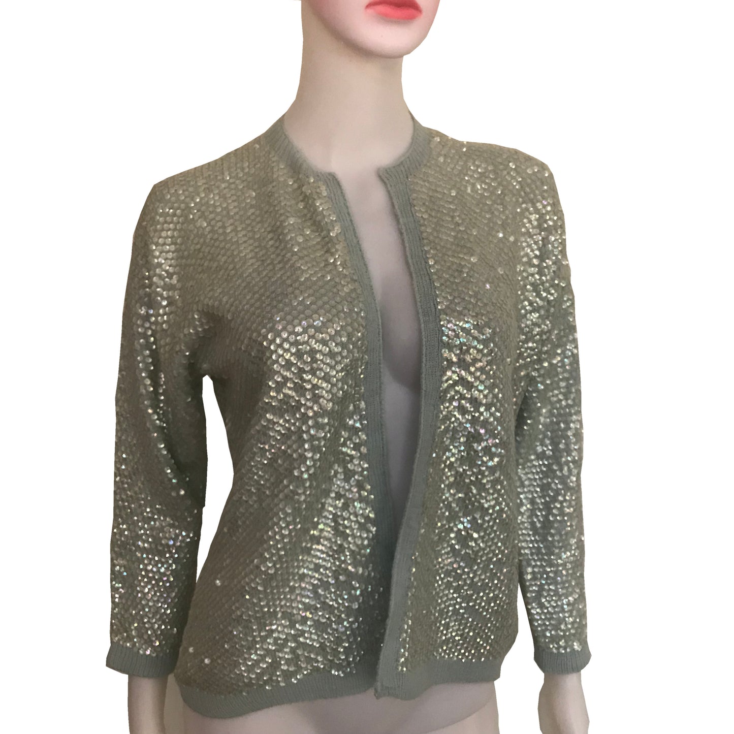 Vintage 1950s Light Blue Sequined Cardigan