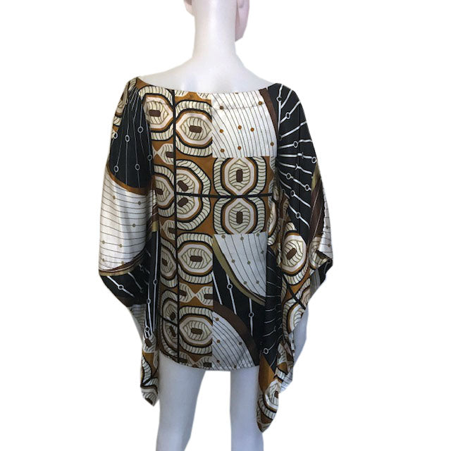 Vintage 1970s Satin Batwing Sleeve Blouse