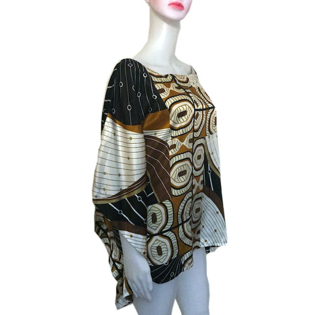 Vintage 1970s Satin Batwing Sleeve Blouse