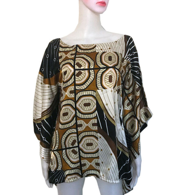 Vintage 1970s Satin Batwing Sleeve Blouse