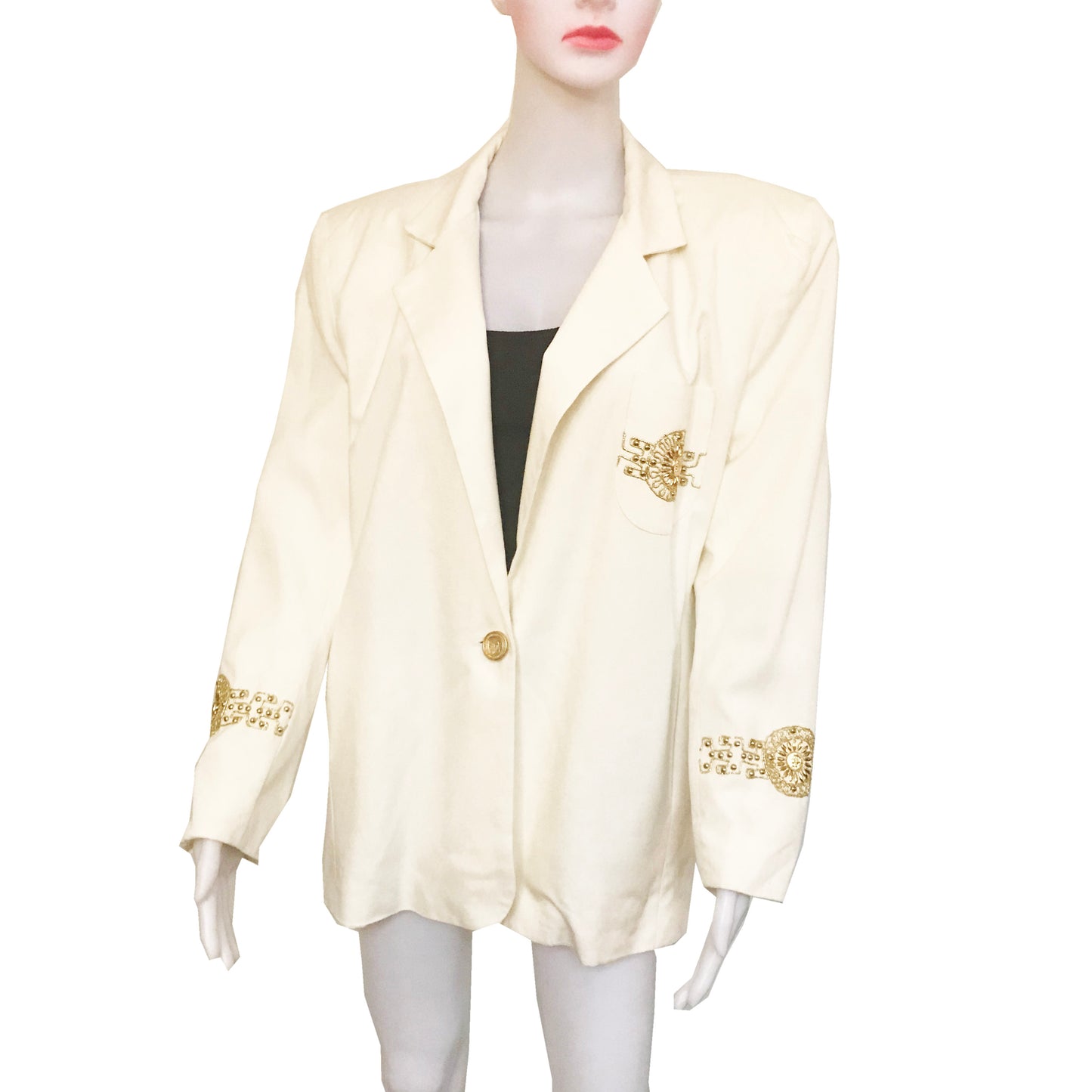 Vintage 1980s The Icing White Beaded Blazer