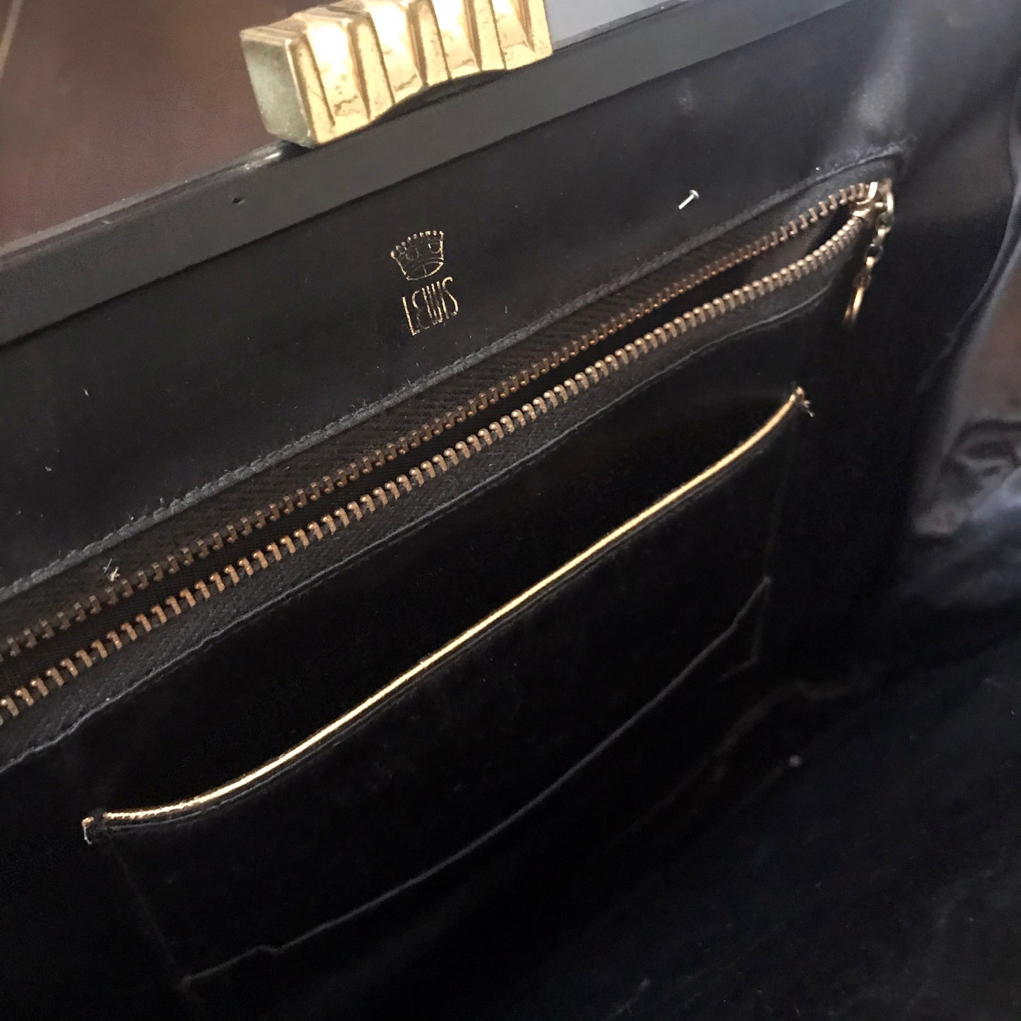Vintage 1950s Crown Lewis Black Patent Top Handle Bag