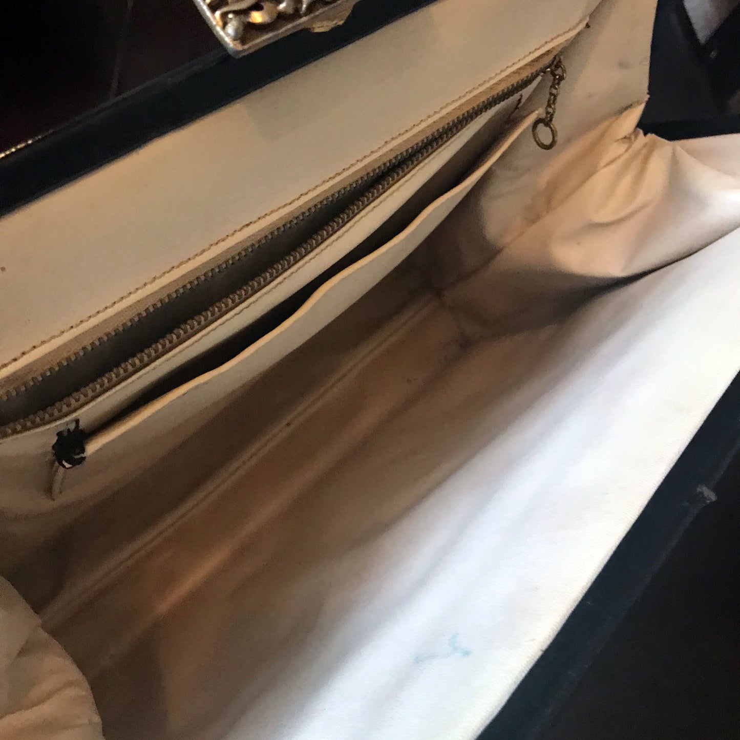 Vintage 1950s Crown Lewis Black Patent Top Handle Bag