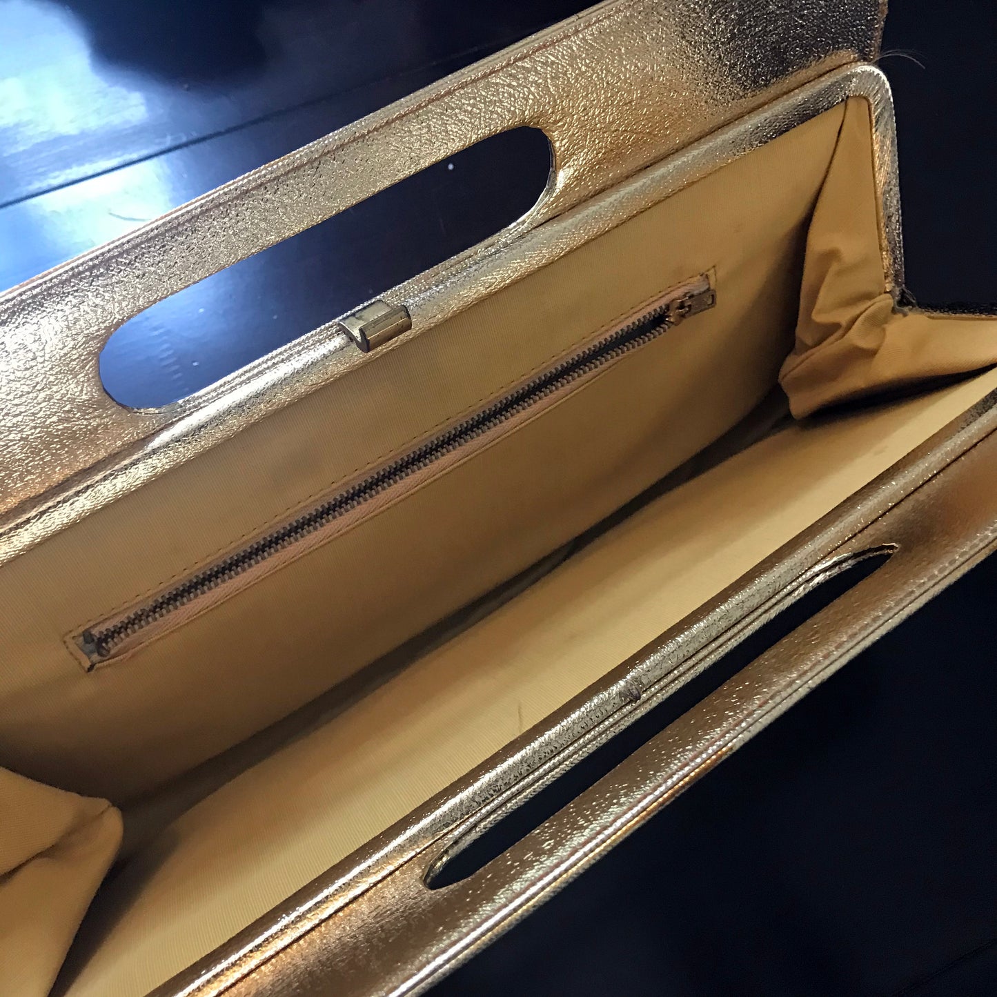 Vintage 1950s Gold Leather Clutch Bag