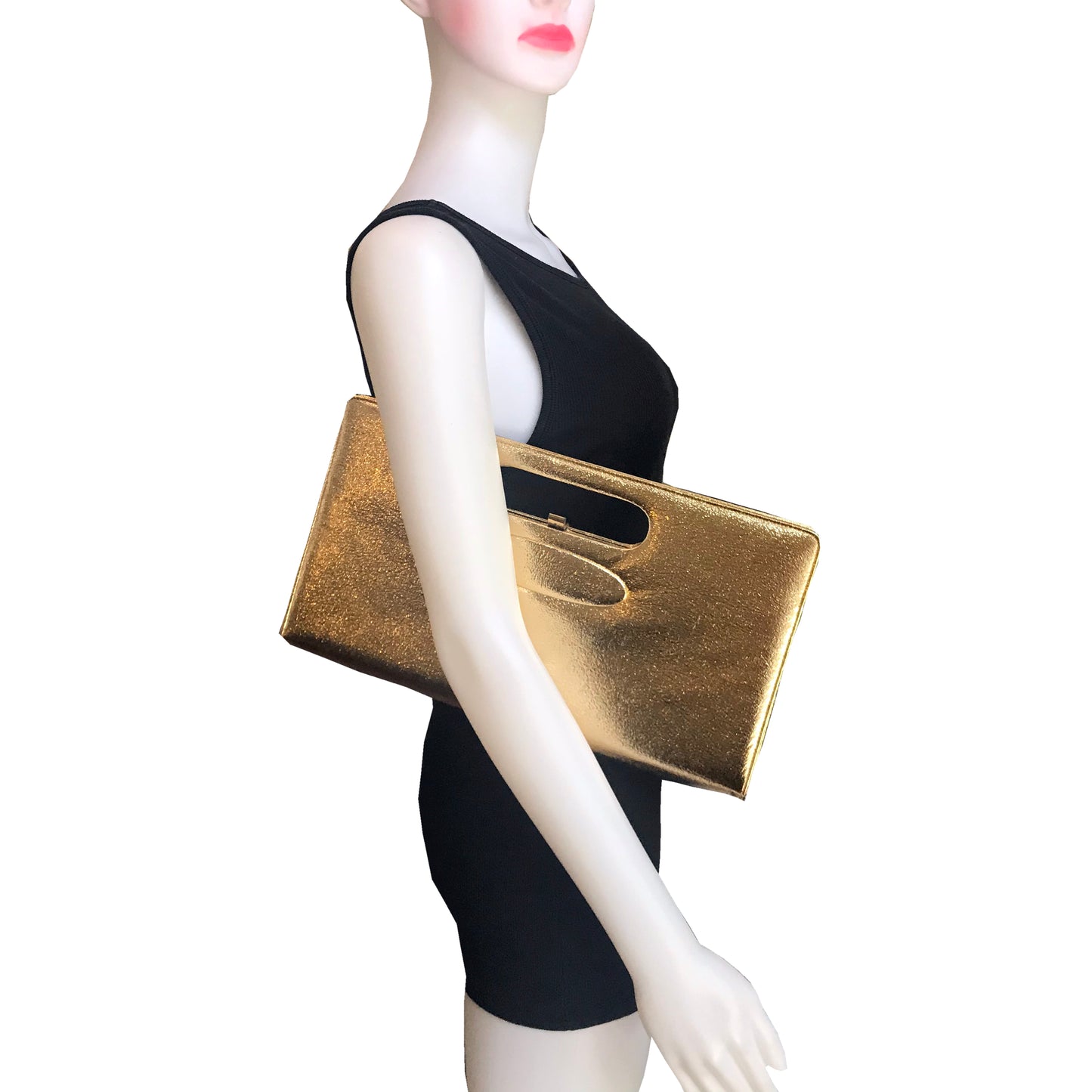 Vintage 1950s Gold Leather Clutch Bag