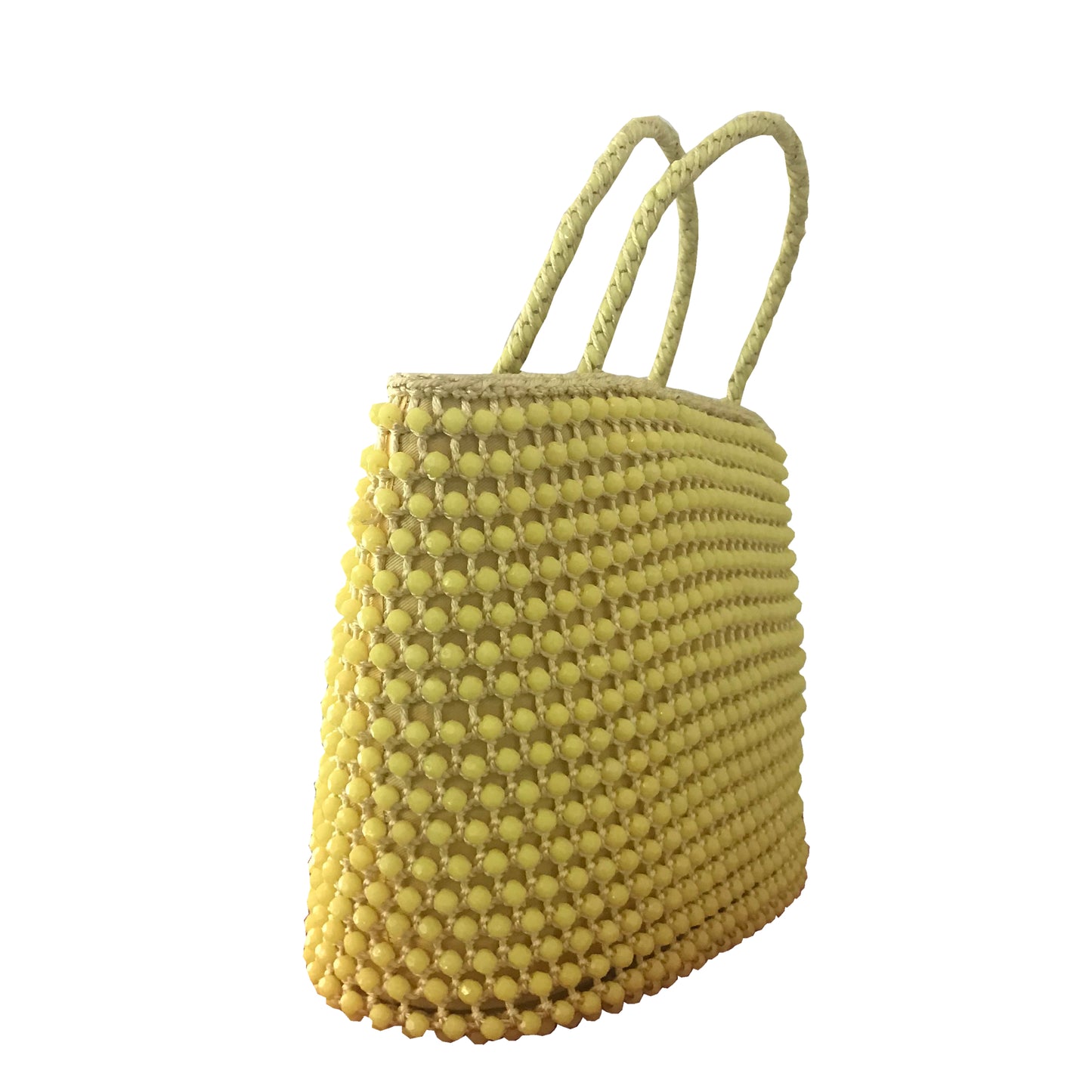 Vintage 1950s Yellow Beaded Top-Handle Bag
