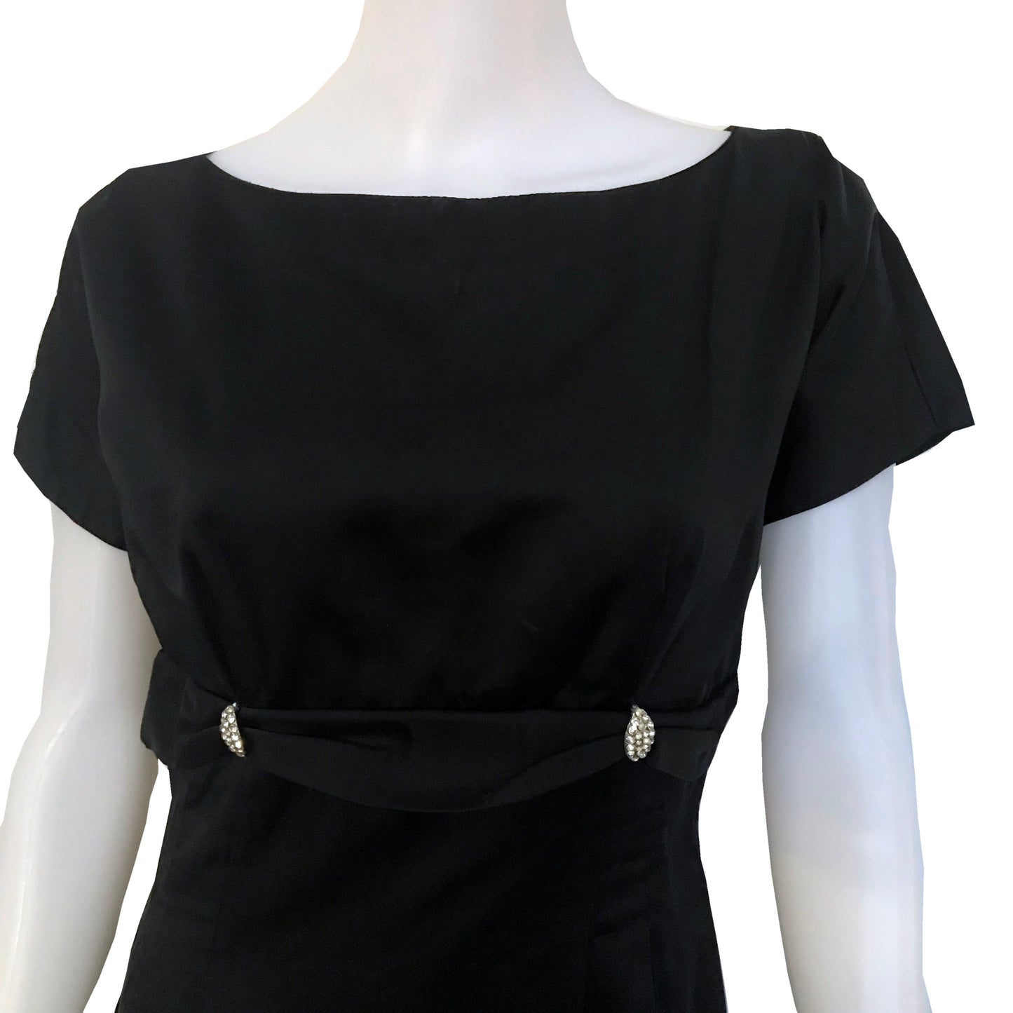 Vintage 1950s Black Satin Wiggle Cocktail Dress