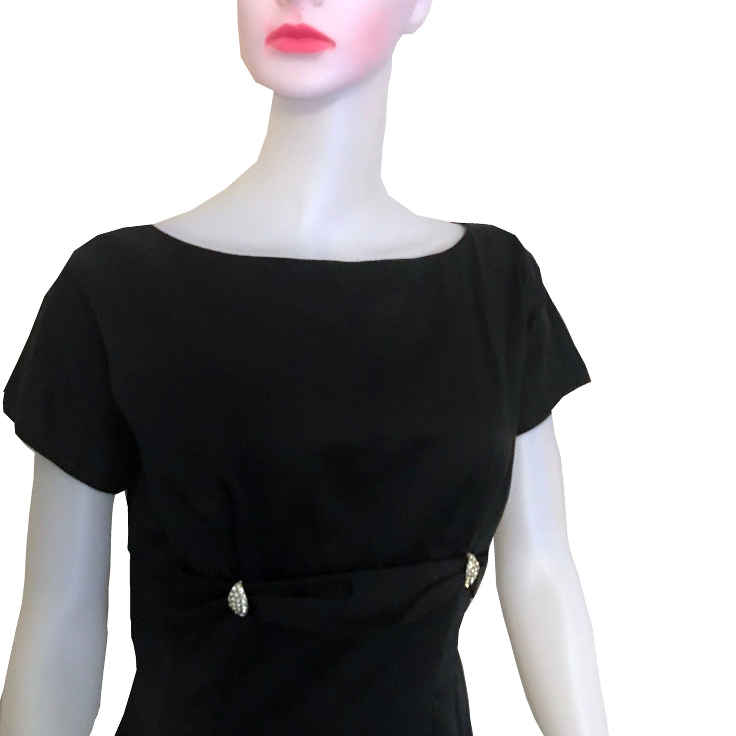 Vintage 1950s Black Satin Wiggle Cocktail Dress