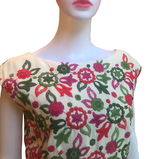 Rare Vintage 1960s Ben Reig Floral Shift Dress